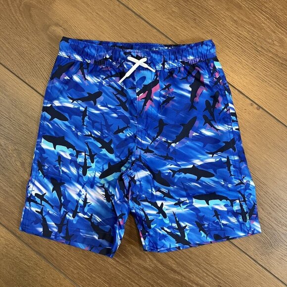 Lands' End NWT Blue Shark Swim Trunks Shorts Swimsuit Sz XS - Picture 1 of 7